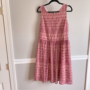 Sundance Pink Aztec Print in a Heartbeat Lace Dress Size 10